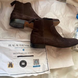 Miu Miu Mens Brown Suede Ankle Boots 6.5